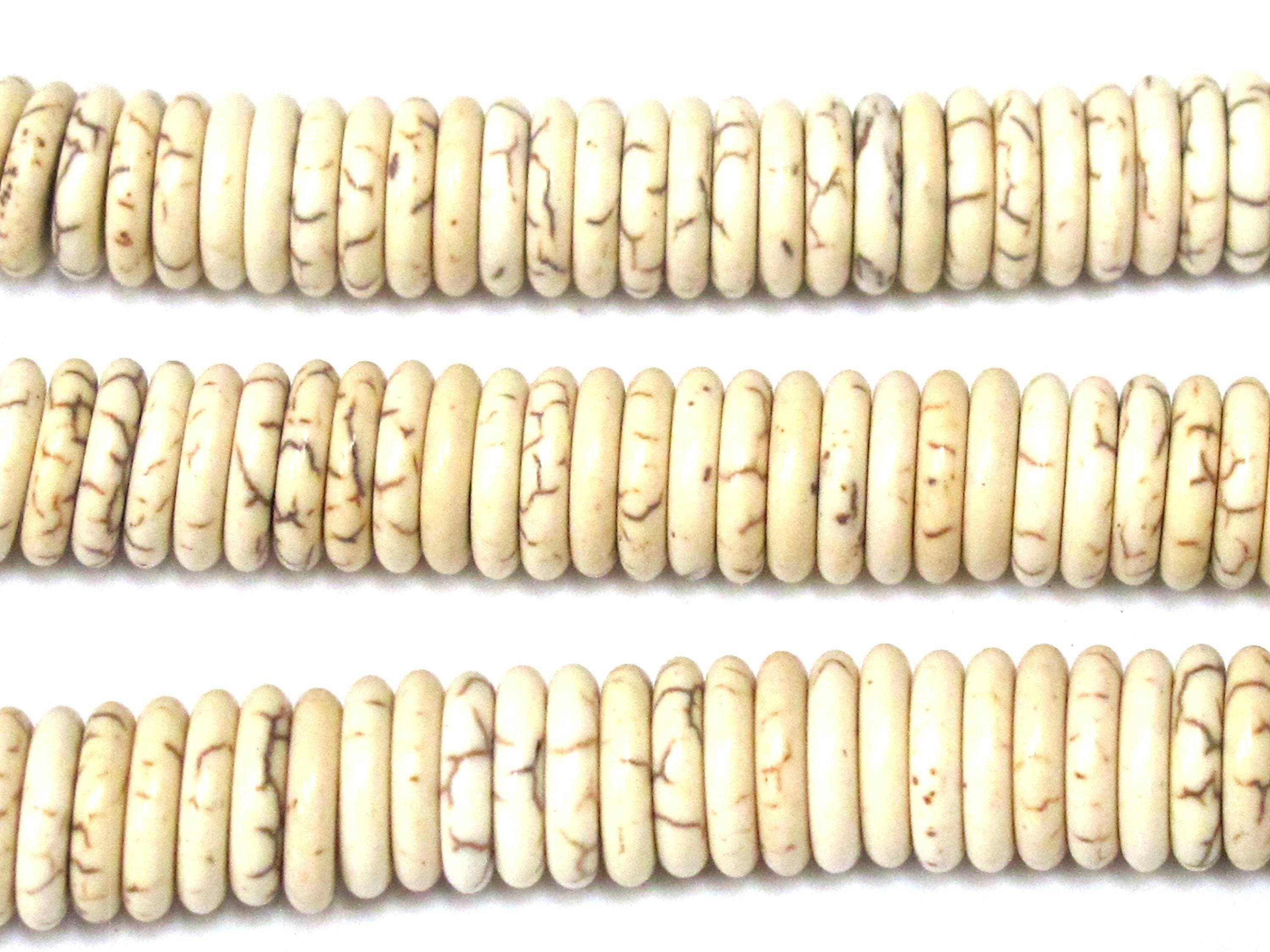 20 Beads - White cream color howlite rondelle flat disc heishi rondelle beads 12 mm size - GM437