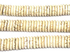 20 Beads - White cream color howlite rondelle flat disc heishi rondelle beads 12 mm size - GM437