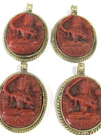 1 Pendant - Oval shape Tibetan red Manjushri pendant from Nepal - PS011