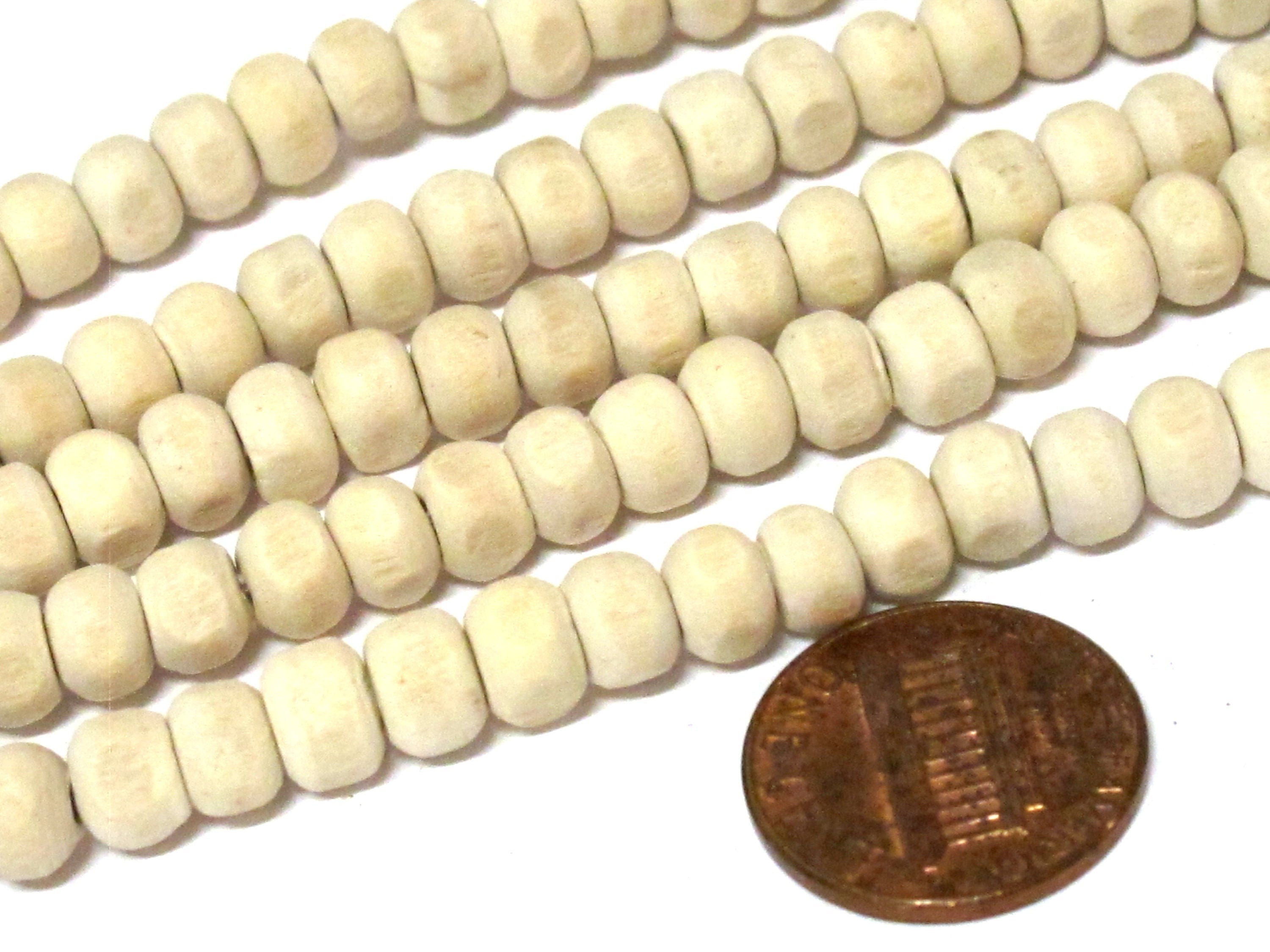 20 Beads - Small 6 mm size spacer natural tulsi basil mala beads rondelle oval shape - NB155