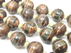 10 BEADS - Tibetan agate gemstone beads 10 - 11 mm size rustic brown color- GM413
