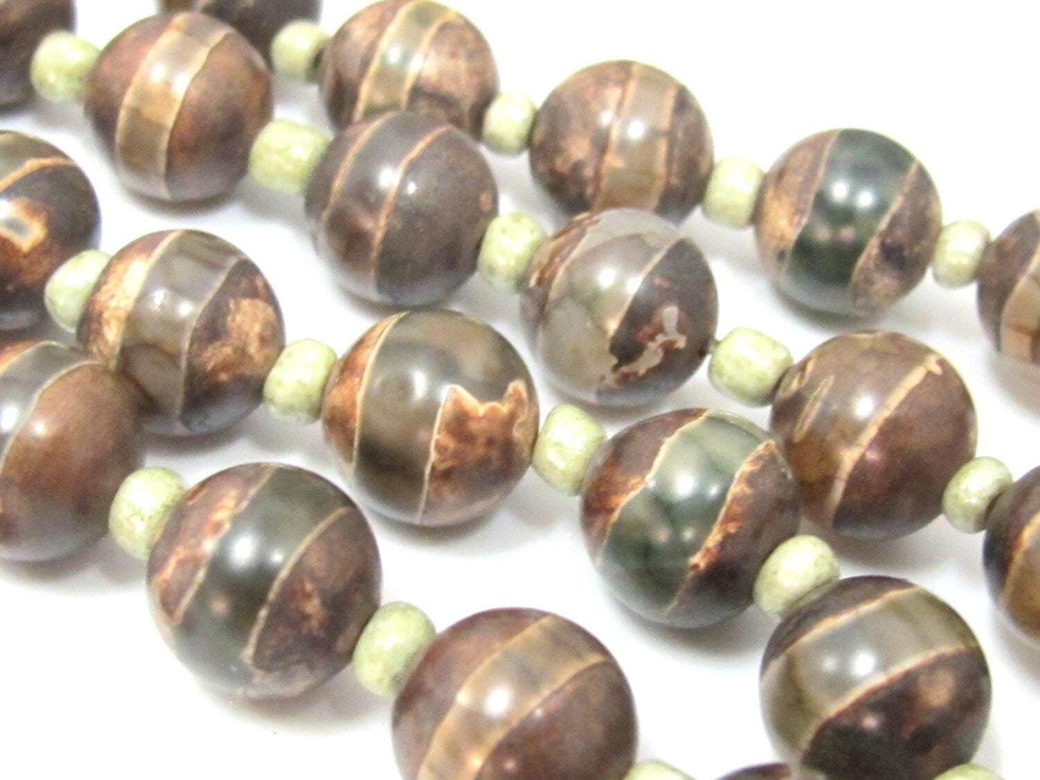 10 BEADS - Tibetan agate gemstone beads 10 - 11 mm size rustic brown color- GM413