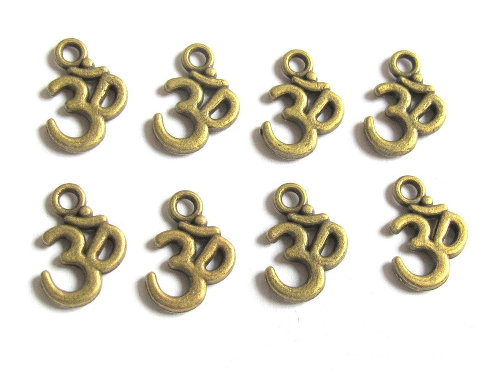 5 Beads set - om charms ohm charms yoga charms Brass tone yoga meditation om metal charms beads - BD329