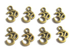 5 Beads set - om charms ohm charms yoga charms Brass tone yoga meditation om metal charms beads - BD329