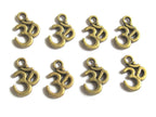 5 Beads set - om charms ohm charms yoga charms Brass tone yoga meditation om metal charms beads - BD329