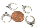 10 charms- Crescent moon shape small size charms supply antiqued silver tone - CM207