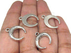 10 charms- Crescent moon shape small size charms supply antiqued silver tone - CM207