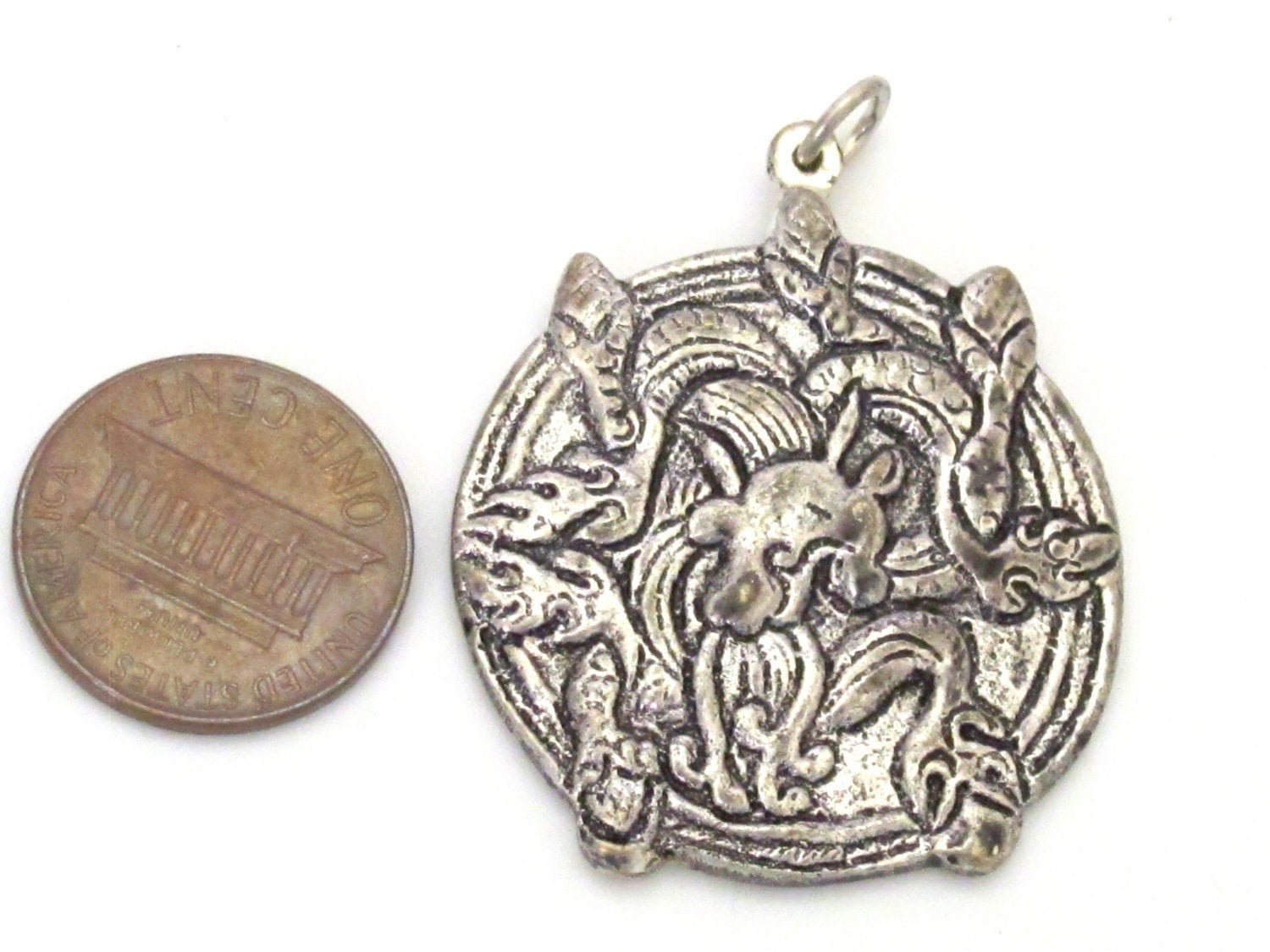 1 Pendant - Ethnic Tibetan silver Dragon pendant - CP057