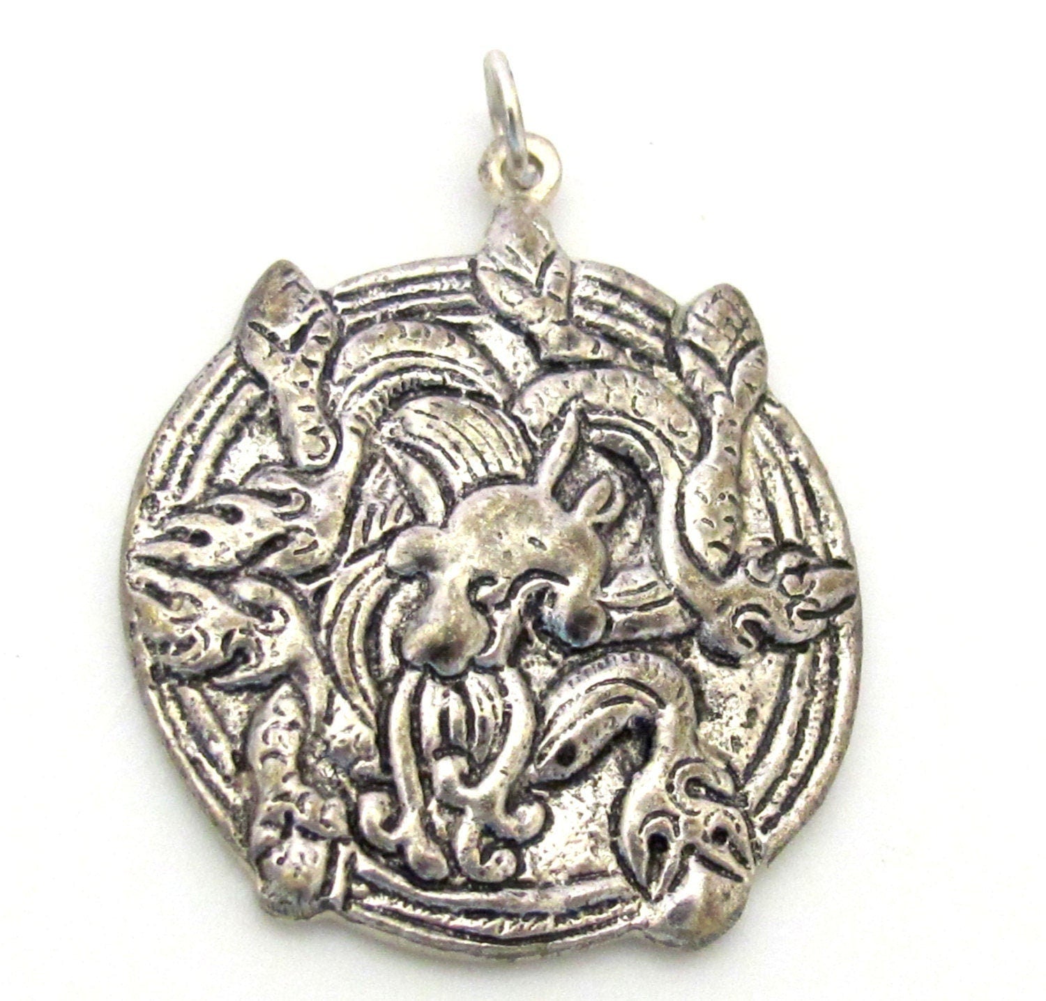 1 Pendant - Ethnic Tibetan silver Dragon pendant - CP057