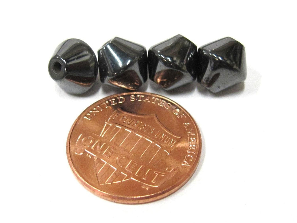 10 BEADS - Bicone shape 8 mm size Magnetic Hematite gemstone Beads - GM406
