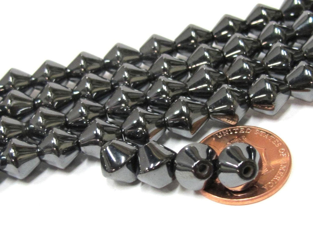 10 BEADS - Bicone shape 8 mm size Magnetic Hematite gemstone Beads - GM406