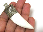 1 Tibetan shell Pendant - Ethnic Tibetan tribal naga conch shell tooth shape shell pendant with carving on bail - SP013C