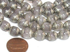 4 Beads - Tibetan antiqued silver color capped quartz gemstone beads from Nepal 9 - 10 mm x 11-12 mm - BD974Ax