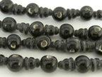 5 Guru Bead sets - 3 hole black color Glass Guru beads 11-12 mm with column Beads - GB026