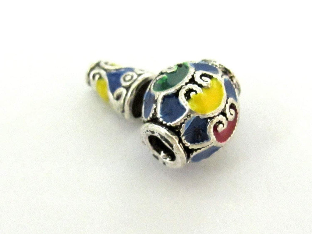 1 Guru bead set - Beautiful enamel inlaid heart design 14 mm size 3 hole Guru Bead with column bead - GB023