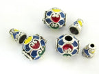 1 Guru bead set - Beautiful enamel inlaid heart design 14 mm size 3 hole Guru Bead with column bead - GB023