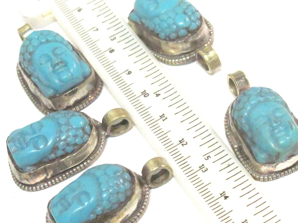 1 pendant -Tibetan Buddha pendant Small size Tibetan Nepal Buddha resin charm pendant with floral carving on other side-- PM590