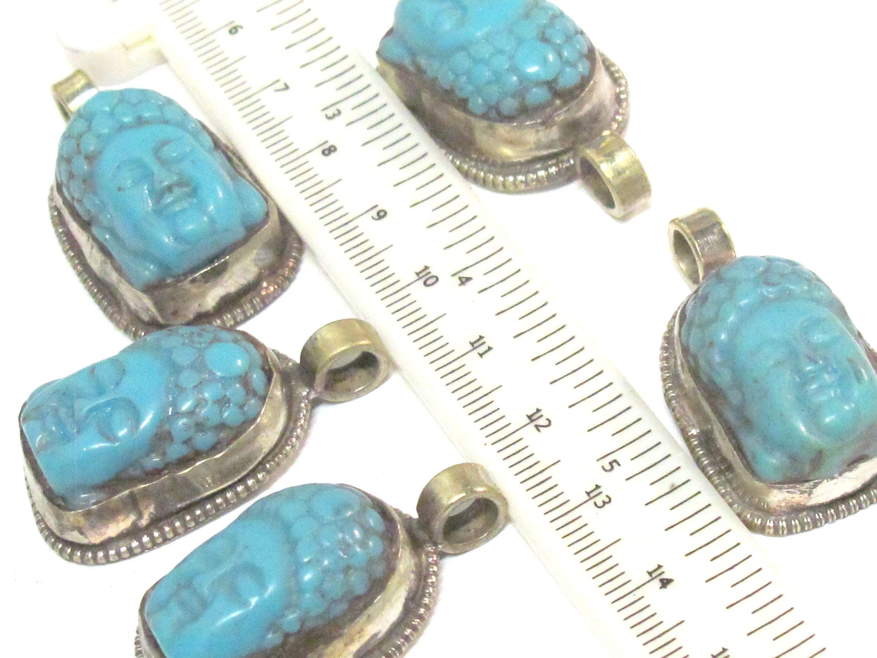 1 pendant -Tibetan Buddha pendant Small size Tibetan Nepal Buddha resin charm pendant with floral carving on other side-- PM590