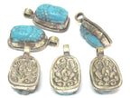 1 pendant -Tibetan Buddha pendant Small size Tibetan Nepal Buddha resin charm pendant with floral carving on other side-- PM590