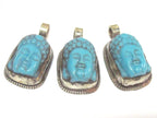 1 pendant -Tibetan Buddha pendant Small size Tibetan Nepal Buddha resin charm pendant with floral carving on other side-- PM590