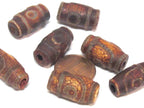 1 Bead - Thick Tibetan etched agate dzi rustic design beads - GM415B