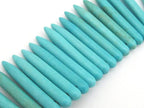 10 BEADS - Turquoise blue magnesite gemstone spike stick beads 35 mm x 5 mm - GM327