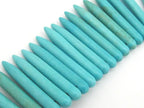10 BEADS - Turquoise blue magnesite gemstone spike stick beads 35 mm x 5 mm - GM327