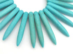 10 BEADS - Turquoise blue magnesite gemstone spike stick beads 35 mm x 5 mm - GM327