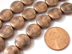 4 beads - Rustic look copper finish flat disc metal beads - BD507