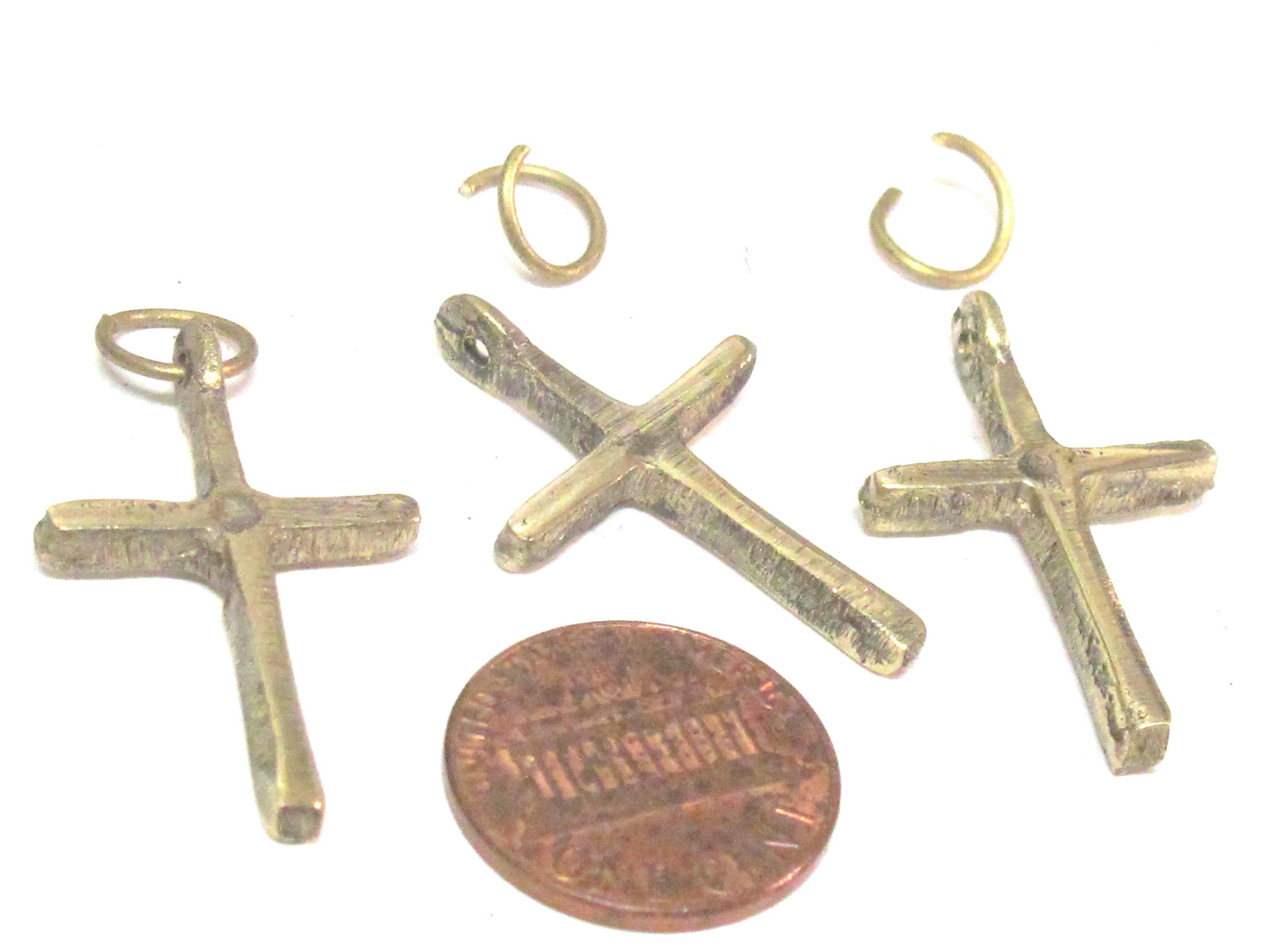 1 pendant - Small size Tibetan solid brass cross pendant - PM259D