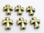 Brass tone metal cross beads - 10 beads - BD433