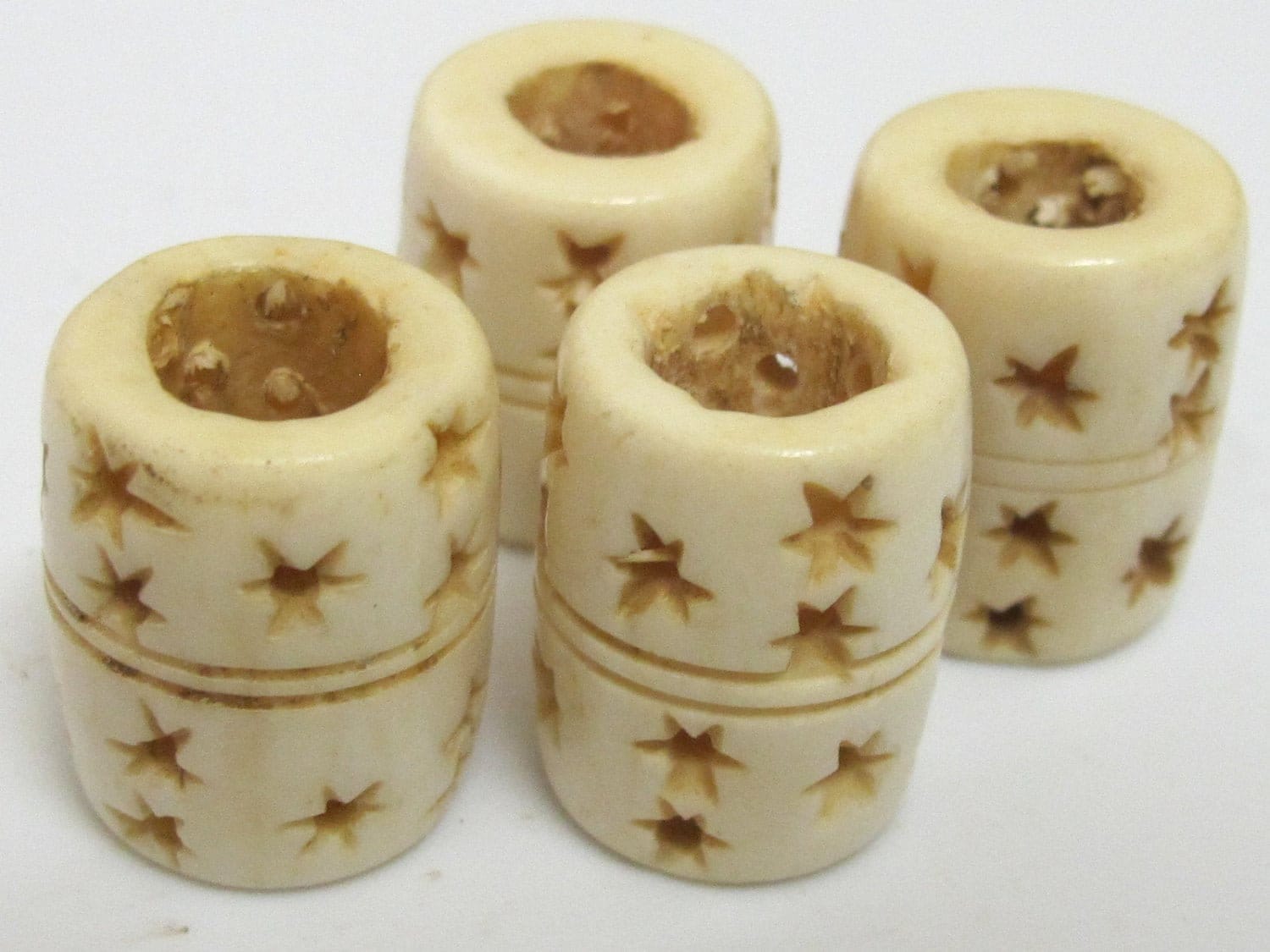 Large focal stars design upcycled cattle bone beads - 2 beads - BD265