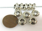10 Beads - Round donut shape antiqued silver tone beads 11 mm x 5 mm - BD941