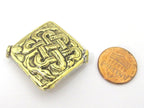 2 Beads - Large size Tibetan brass repousse endless knot design focal pendant bead - BD845s
