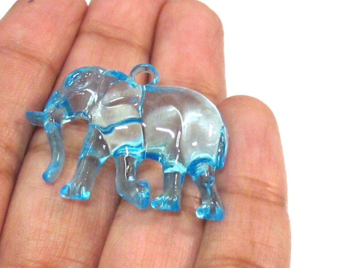 4 Pieces - Transparent blue color Elephant acrylic charm pendants - PM550
