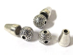 3 sets- Tibetan Guru beads - Tibetan silver 3 hole Guru Bead 8.5-9 mm size with column bead - GB052s