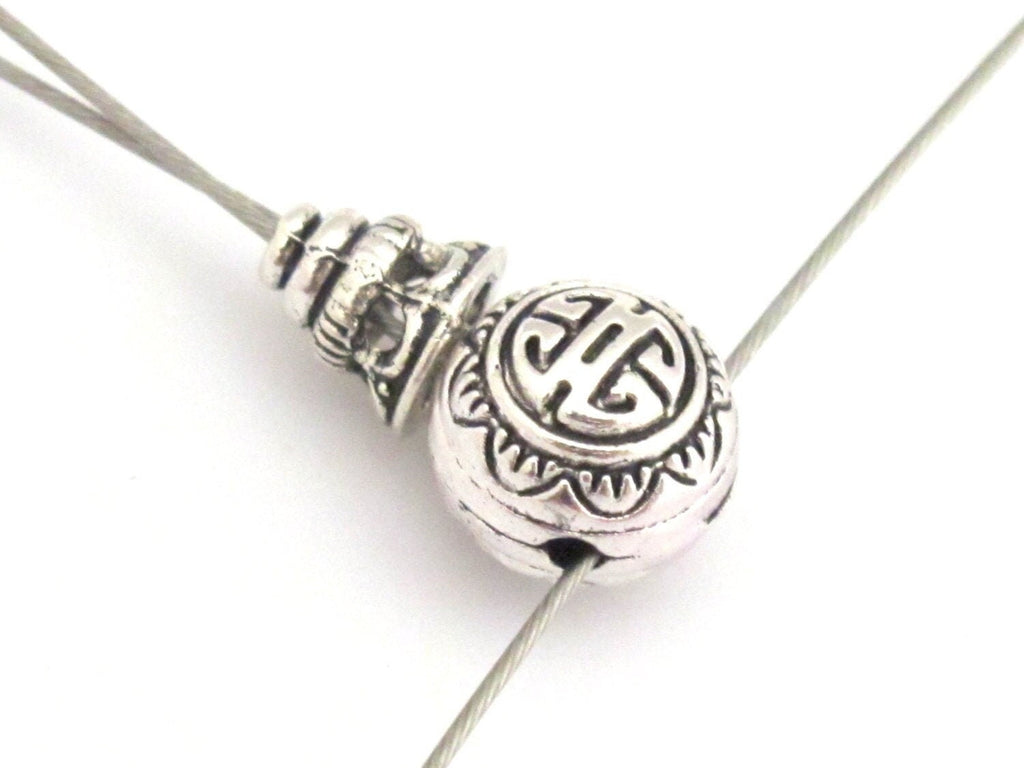 3 sets - Tibetan Guru bead set - Light weight tibetan silver 3 hole Guru bead 10 mm size and column bead set - GB006