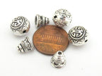 1 set - Guru bead set - Light weight tibetan silver 3 hole Guru bead 10 mm size and column bead set - GB006