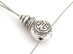 1 set - Guru bead set - Light weight tibetan silver 3 hole Guru bead 10 mm size and column bead set - GB006