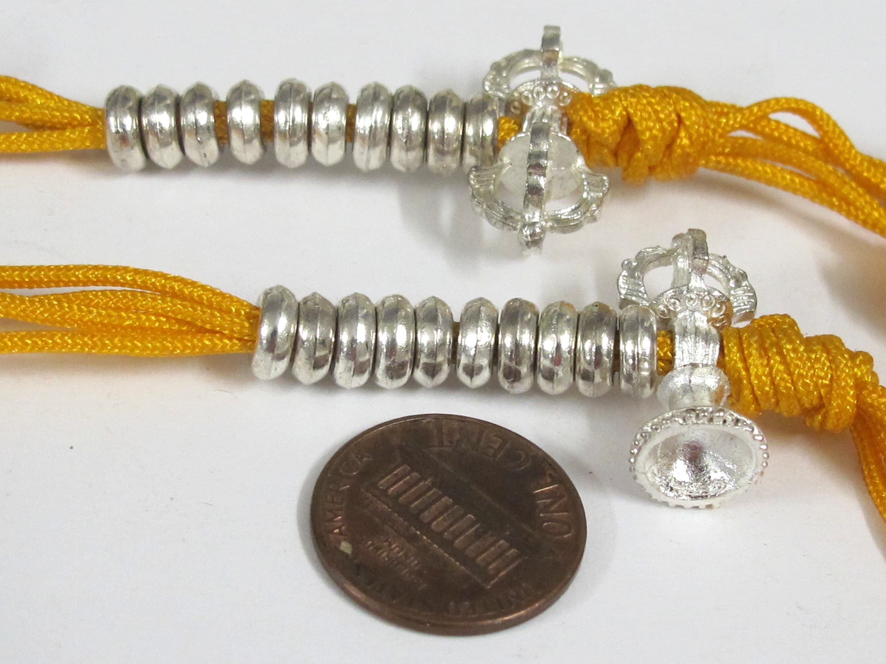 2 counters -One Set- Tibetan silver color plated mala counter on a yellow cord dorje vajra tibetan mala counter set - GB007K