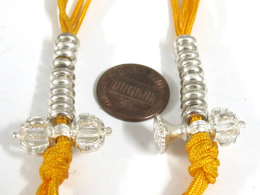 2 counters -One Set- Tibetan silver color plated mala counter on a yellow cord dorje vajra tibetan mala counter set - GB007K