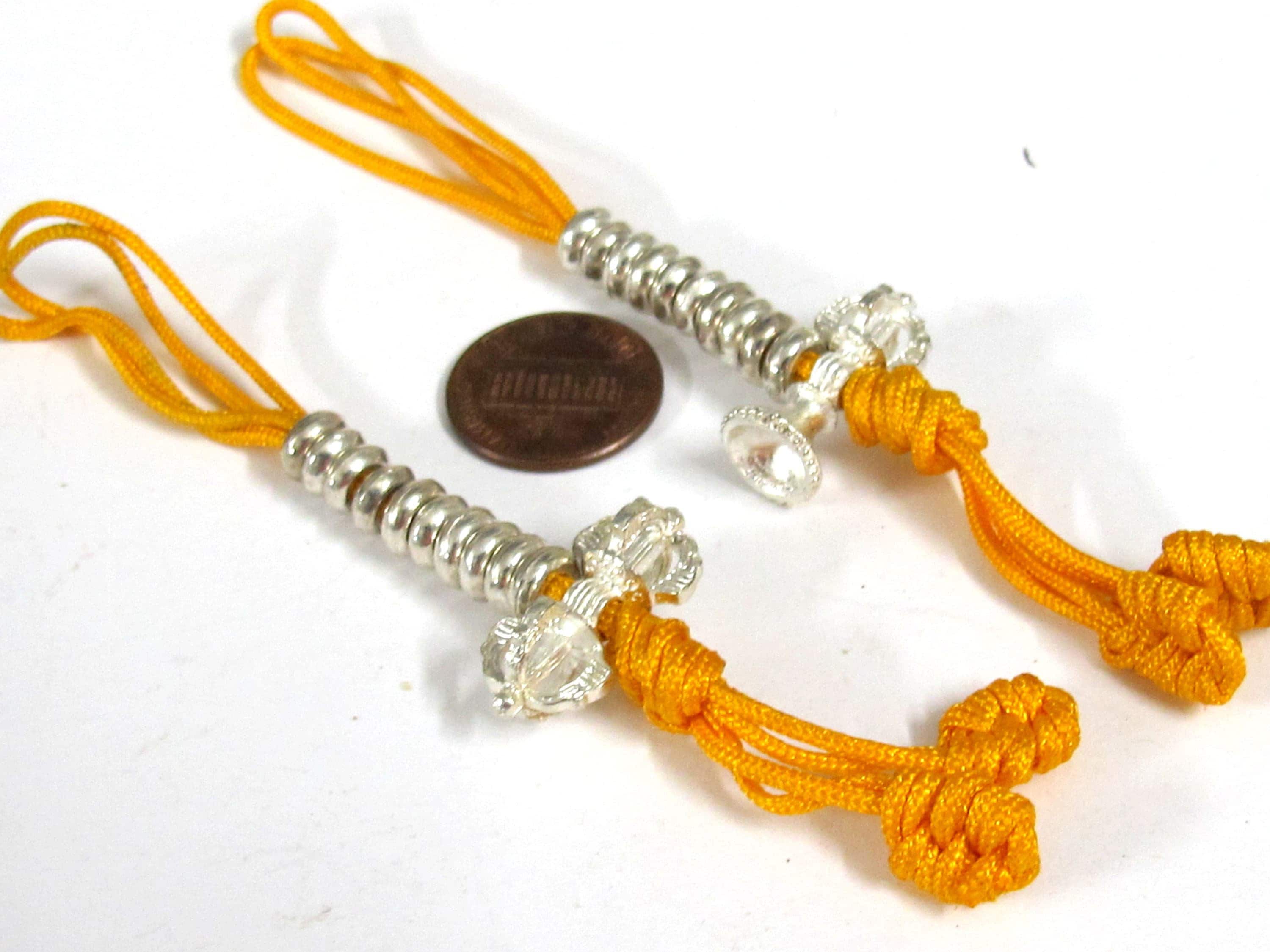2 counters -One Set- Tibetan silver color plated mala counter on a yellow cord dorje vajra tibetan mala counter set - GB007K