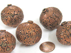 1 Bead - Large heavy oval shape mix bird animal floral design copper finish brass beads Tibetan beads nepal bead ethnic beads BD985