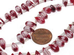 10 beads - Faceted teardrop shape Red color chevron design shiny crystal glass beads - AB059sa