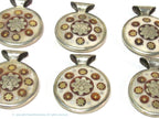 1 Pendant - Reversible 2 sided round white cream color sun moon star tibetan cattle bone pendant yin yang design on bail - PM613A