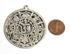 Tibetan ashtamangala auspicious symbols Om pendant Tibetan pendant antiqued silver finish ethnic Nepal supplies- CP060K