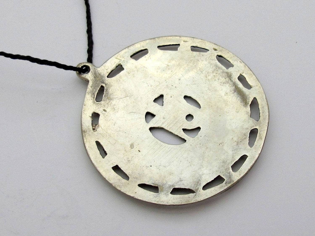 Tibetan ashtamangala auspicious symbols Om pendant Tibetan pendant antiqued silver finish ethnic Nepal supplies- CP060K