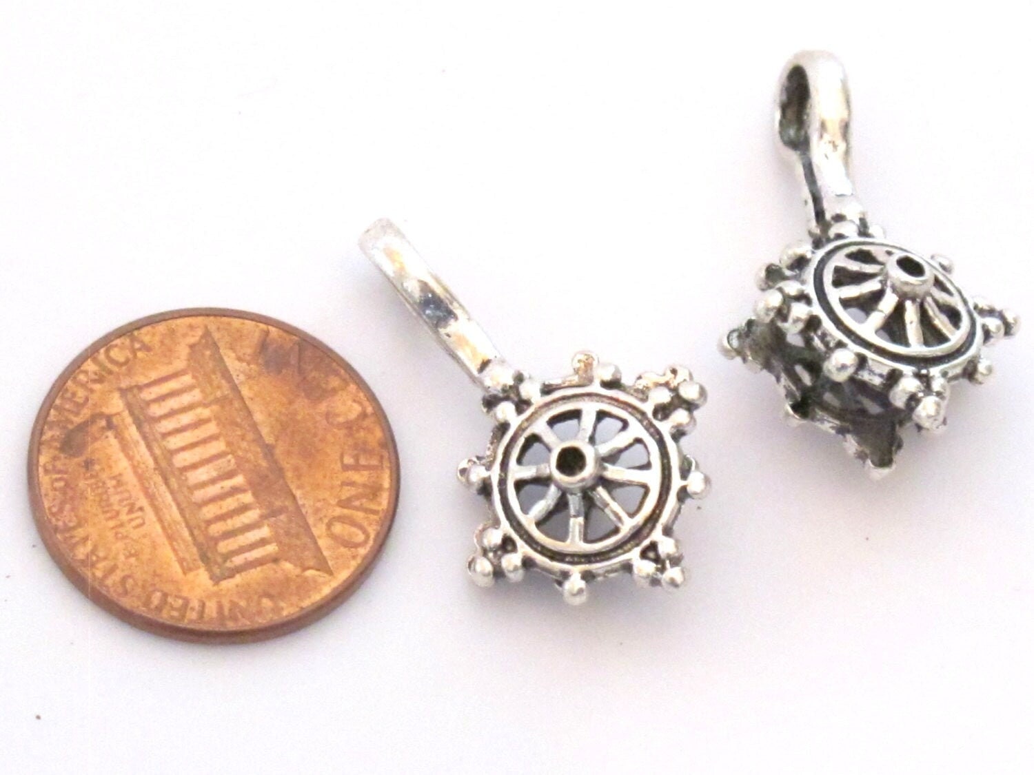 1 counter - Silver plated Dharma wheel symbol Tibetan mala counter - BD611