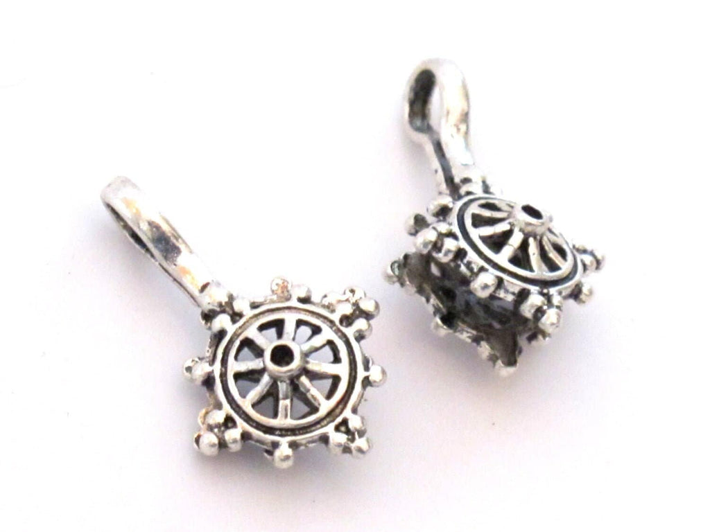 1 counter - Silver plated Dharma wheel symbol Tibetan mala counter - BD611