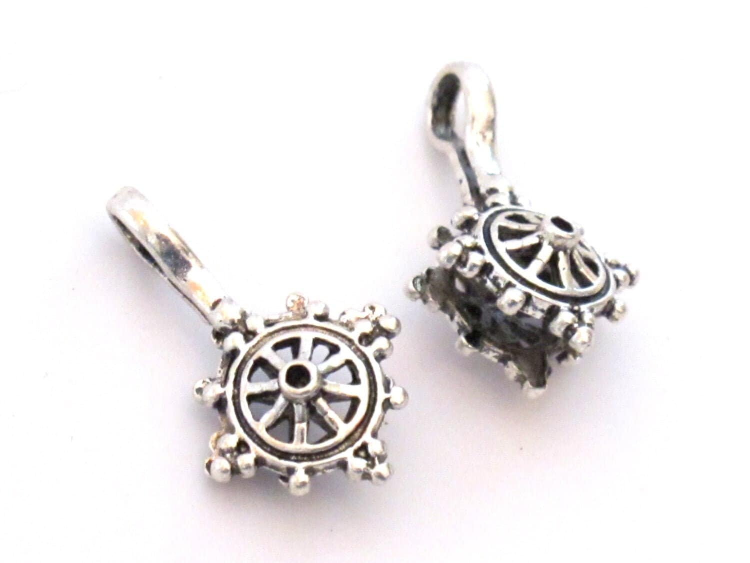 1 counter - Silver plated Dharma wheel symbol Tibetan mala counter - BD611